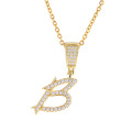 Shangjie OEM Kalung Hip Hop Collier bon marché personnalisé Zircon India Letter Pendant Collier Gold plaqué Initial Collier